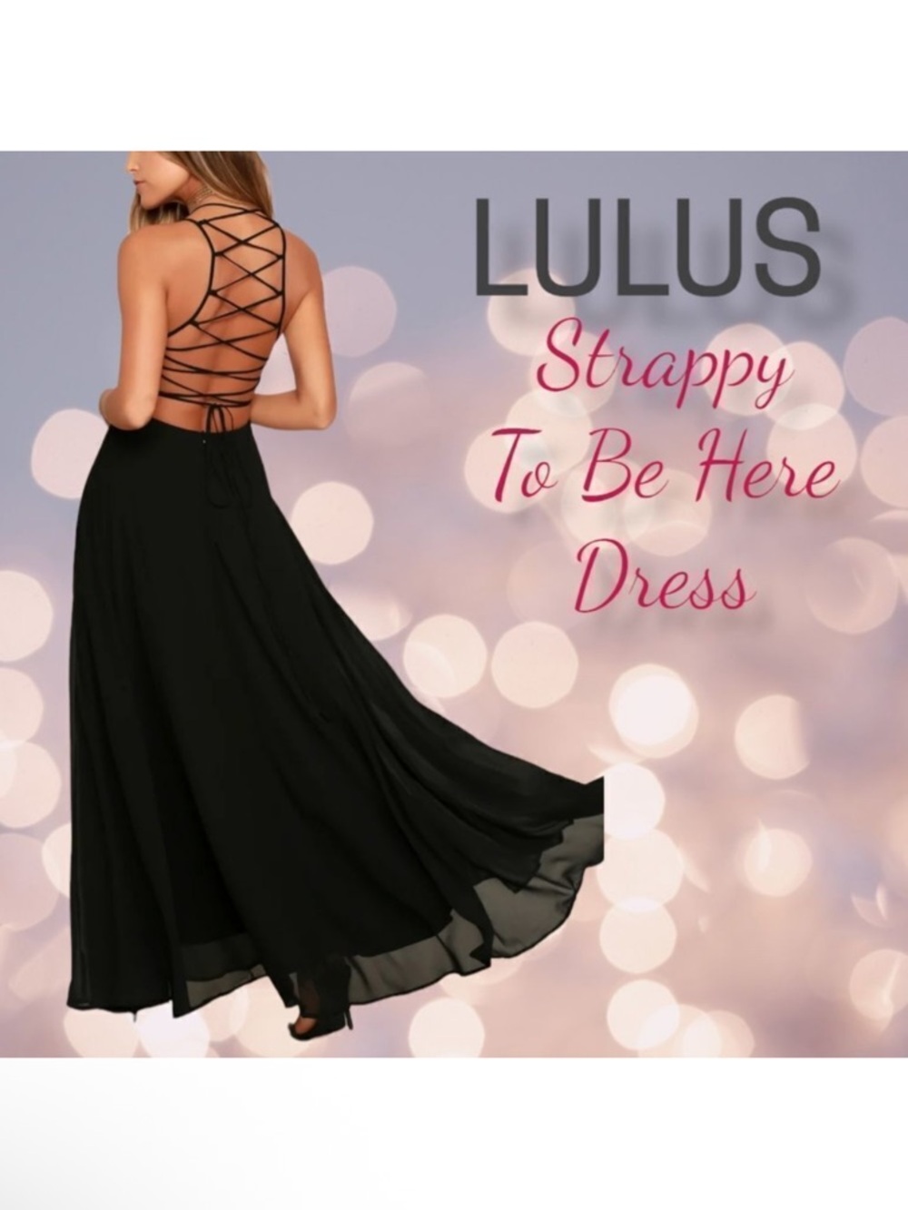 NWT LULUS Strappy to be Here Black Maxi Dress M